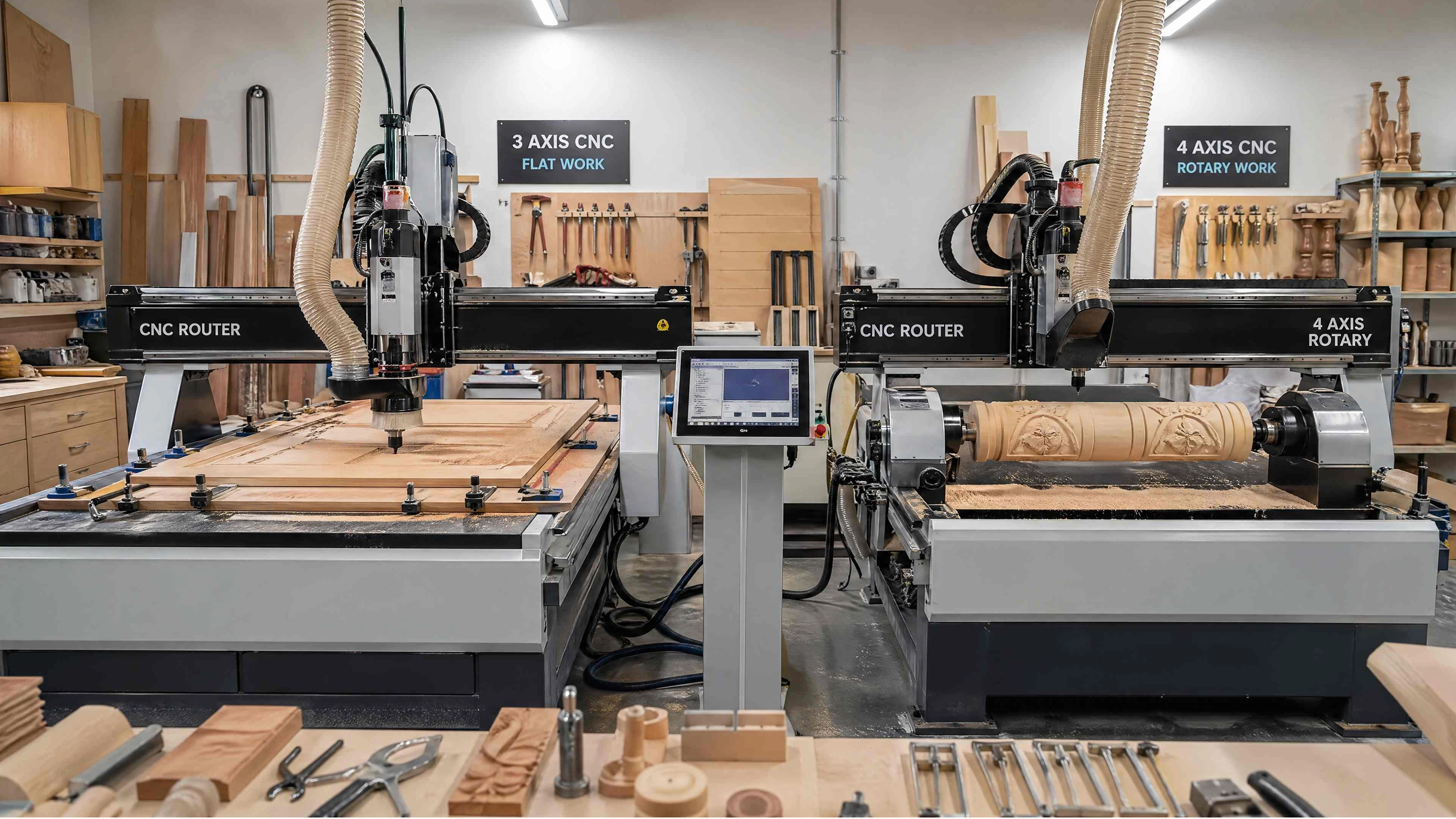 Router CNC din lemn cu 3 axe vs. 4 axe: care este mai bun pentru fabrica ta?